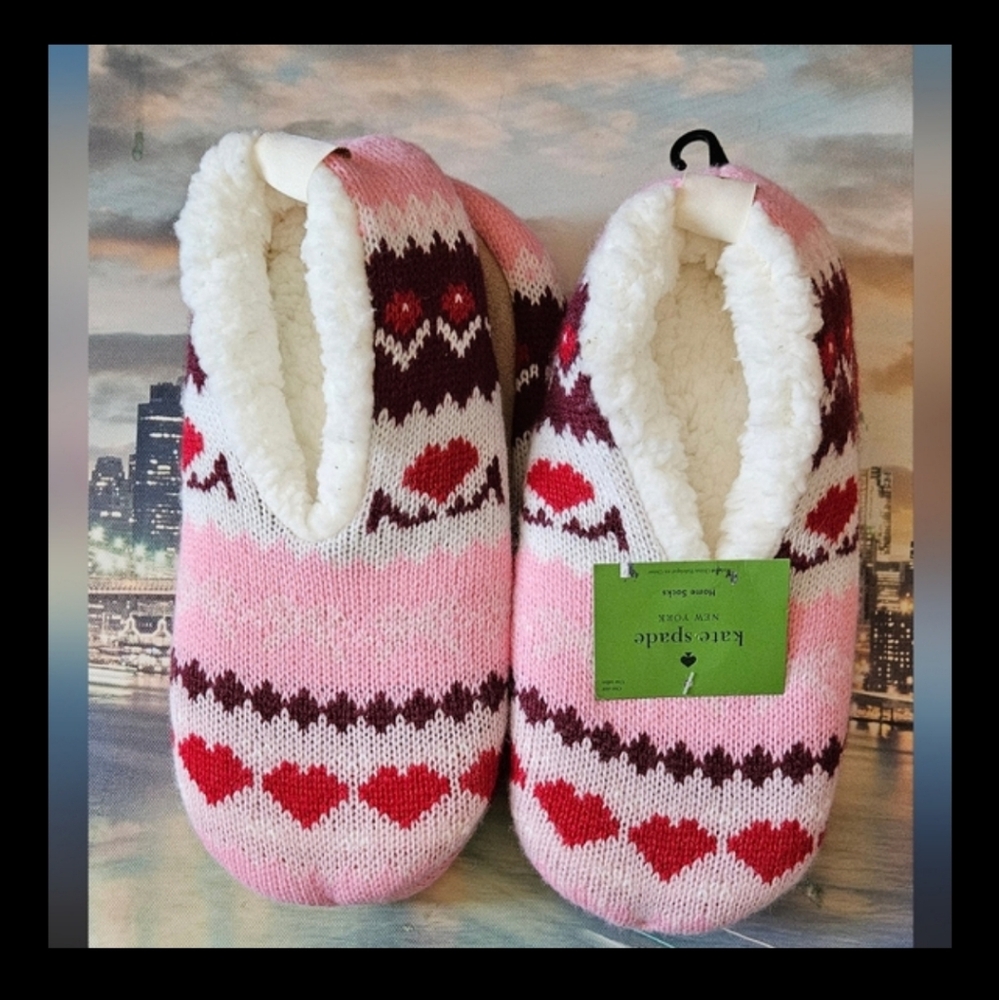 Kate Spade Pink Heart Slippers NWT